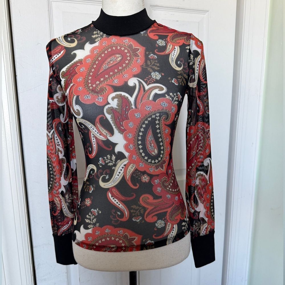 Y2K Marciano For Guess Paisley See-through Top